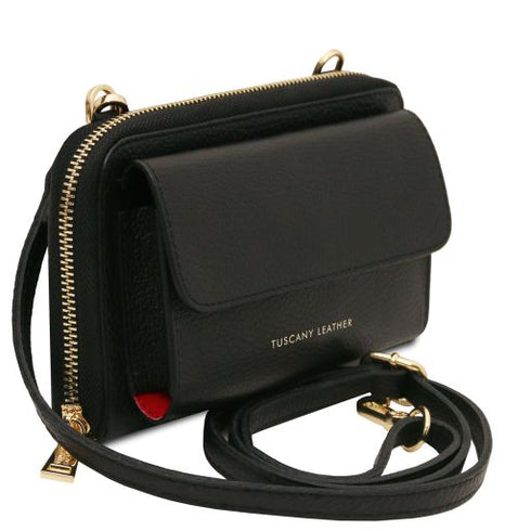 Urania - Leather wallet/phone holder with strap